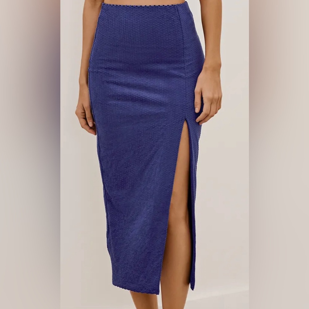 Vix Paula Hermanny Midi Skirt Blue Small NWT